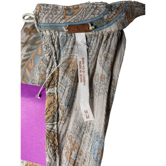 Free People M Lace & Paisley Long Sleeve Mini Dress Boho Summer Festival Medium - Picture 2 of 15